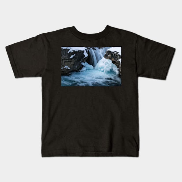 Elbow Falls in the Winter Kids T-Shirt by CanadianWild418